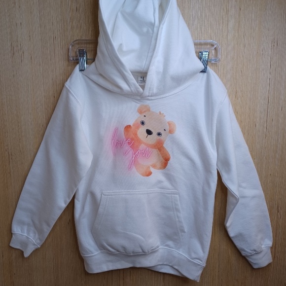 Children Hoodie. "Love You" Teddie Bear Design. Size 7 - 8 - Picture 1 of 13